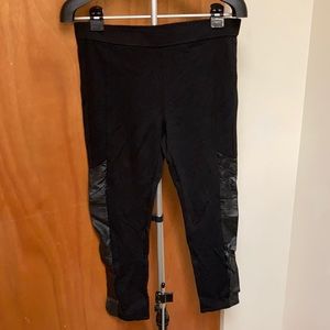 Design lab brand new black leggings with faux leather design on legs